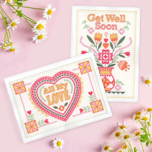 Tarjetas Bordadas 5x7 Pulgadas-Heartfelt Greetings (20,000 puntadas)