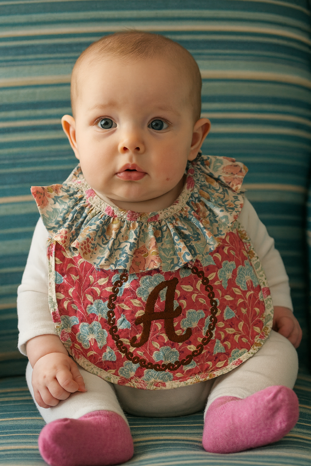 Babero Ruffles Estampado Acolchado con Monograma