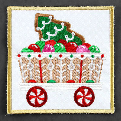 Set de 2 Portavasos Cuadrados Acolchados-Gingerbread Train