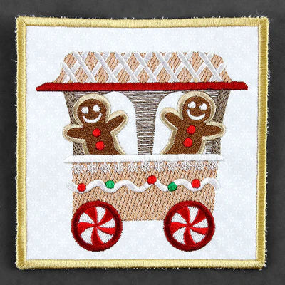 Set de 2 Portavasos Cuadrados Acolchados-Gingerbread Train