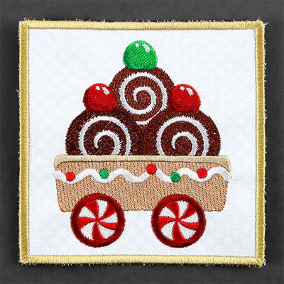 Set de 2 Portavasos Cuadrados Acolchados-Gingerbread Train