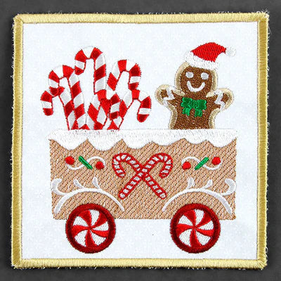 Set de 2 Portavasos Cuadrados Acolchados-Gingerbread Train