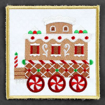 Set de 2 Portavasos Cuadrados Acolchados-Gingerbread Train